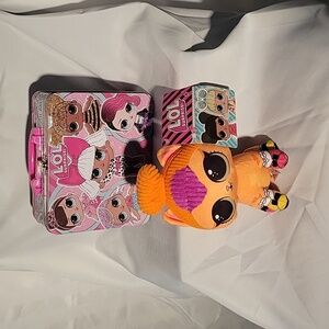 LOL Surprise Pets Neon Kitty Cat Plush 8" Orange & Tin Lunch Box